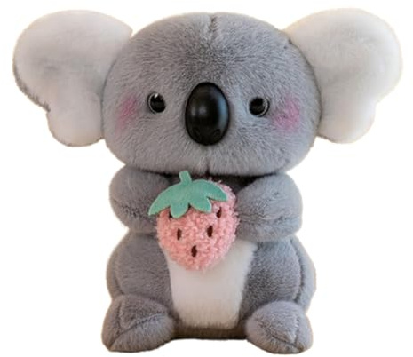 Koala Kuscheltier 25 cm, Kleine Elefant Plüschtiere mit Erdbeere, Emotionalen Trost Koala Stofftiere zum Kuscheln und Spielen, Plüsch-Elefant Spielzeug Geschenk für Mädchen Jungen (25cm,Grau Koala)