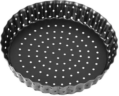 AMUSLESUR Molde para Pizza Redondo Antiadherente de 5 Pulgadas con Fondo Extraíble y Perforado, Bandeja para Hornear Pizza Casera en Acero al Carbono, Adecuado para Horno y Uso Profesional