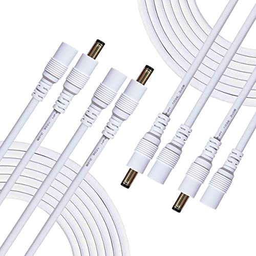 Liwinting DC Verlängerungskabel 1m 5.5 mm x 2.5 mm Anschlusskabel Gleichstrom Verbinderkabel Verteiler Männlich zu Weiblich für Netzteil, CCTV-Kamera - Weiß