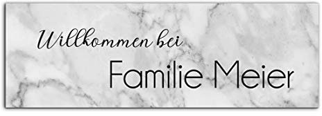 Edles Türschild mit Namen für die Haustür | Namensschild Briefkasten-Schild selbstklebend oder mit Bohrlöcher Klingelschild mit kratzfestem UV Druck | Größe ab 12x4 cm bunte Türschilder