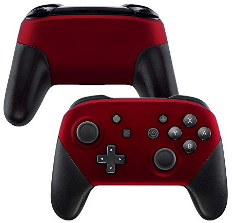 eXtremeRate Röd Skal och Bakplatta för Nintendo Switch Pro Controller, Glansigt DIY Byte Skal Fodral för Nintendo Switch Pro - Controller Ingår INTE