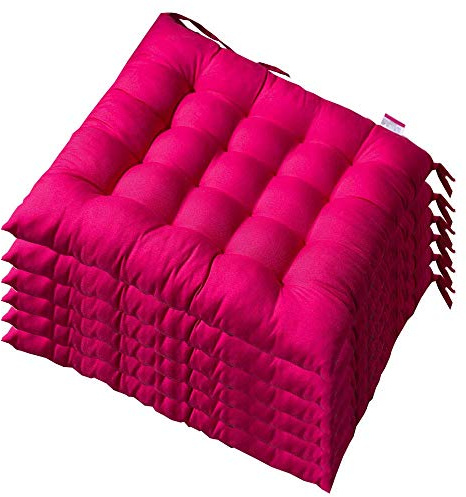 AGDLLYD 6 Coussins de Chaises Carrés 40x40 Coussins de Siège Décoration Maison Coussin Mat Matelassée,Confortable et coloré - Idéal pour intérieur et extérieur (Rose vif016)