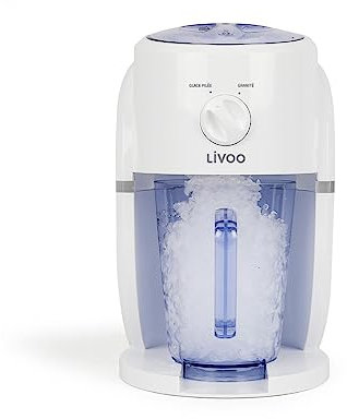 Livoo - Dispositivo 2 en 11 granitos y hielo picado DOM430-1,1L, 2 tamaños de hielo posible, 250 g/minutos, 25 W, blanco