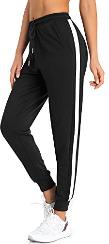 Pantalon de Jogging Cotton Femme Survetement Long avec Taille Elastique Drawstring pour Sport Yoga Fitness Casual Gym Running
