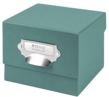Rössler Papier 1325452380 - S.O.H.O. Fotobox Aufbewahrungsbox, Opal, 167 x 125 x 152 mm, mit beschriftbaren Einsteckschild, 1 Stück, Karteikasten DIN A6