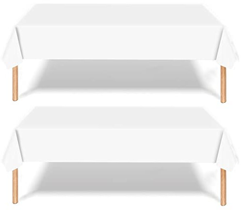 ATBEAMEN 2Pcs 137x274cm Disposable White Party Tablecloth Decor,Disposable Party Table Cloth Party Table Covers King Charles III Coronation Souvenir Decoration Wedding Birthday Picnic Party Favor