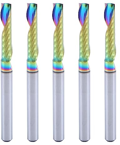 XYunEnZ ISB Flat Nose End Mill Set, 1/8’’ Single Flute Nano End Mill Bits with DLC (Ta-C) Coating, CNC Drill Bits Cutter for Aluminum, Steel, Titanium, Wood, Perfect Ideal for DIYers & Professionals,