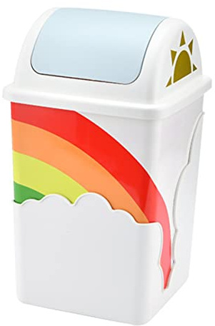 Zerodeko Cloud Rainbow Plastic Waste Can Creative Small Home Office | Odor Sealing, Keeps Air Fresh, Adorable Simple Design, Suitable for Home and Office Use Random Color