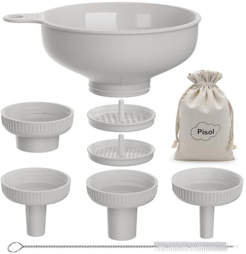 Imbuti da Cucina a Bocca Larga, Imbuto di Plastica di Qualità Alimentare Pisol per Cottura e Conservazione con 4 Bocche di Diverse Dimensioni per Riempire Vasi Mason a Bocca Larga e Regolare