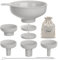 Pisol Wide Mouth Versatile Funnel, Canning Funnels for Kitchen Use, Food Grade Plastic Cooking Funnel Set with 4 Size Spouts and 2 Strainers for Filling Different Bottles and Bags, Grey
