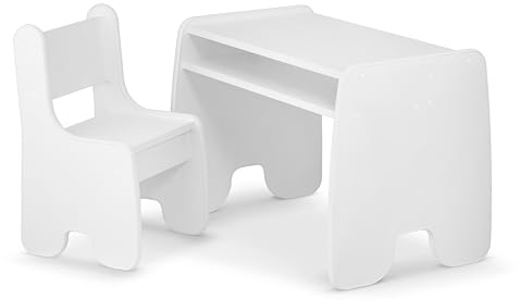 defiPad Kindertisch mit Stuhl - Stabil & Langlebig - Kinder Tisch Stuhl Set - Made in EU - Kindersitzgruppe Indoor - Maltisch für Kinder - Sitzgruppe für Kinderzimmer - Weiß
