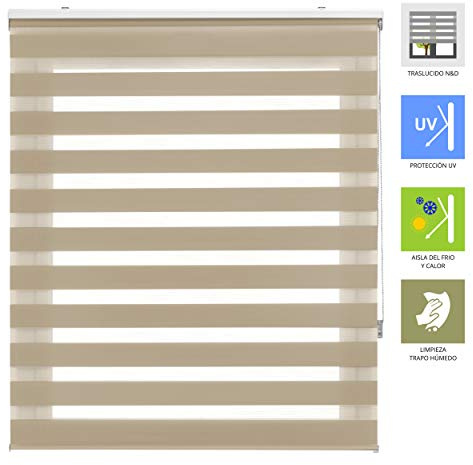 ECOMMERC3 | Store Enrouleur Élégant Jour et Nuit Taille 160x250 - Store Jour et Nuit Double Tissu Taille 157x245 - Store Installation Facile Couleur Beige