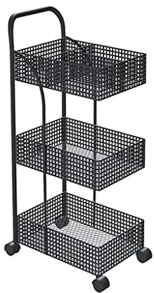 Scandinavian Iron Shelves Bedroom Kitchen Metal Removable Bathroom Storage Rack with Wheels Trolley (D 1)