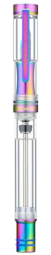 Asvine V200 Titanium Fountain Pen Vacuum Filling, Rainbow Iridium Fine Point Transparent Acrylic Smooth Writing Pen Case Set