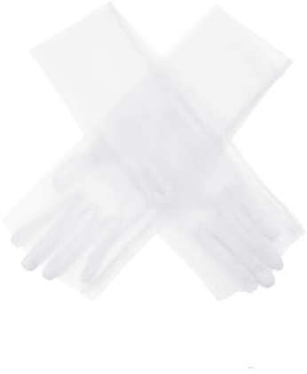 BrightGlow 55cm Tüll Lange Handschuhe Brauthandschuhe Fingerlose Netzhandschuhe Transparent Tüllhandschuhe Abendhandschuhe Sheer Tee Party Abend Prom Oper Party Halloween Cosplay Hochzeit Zubehör
