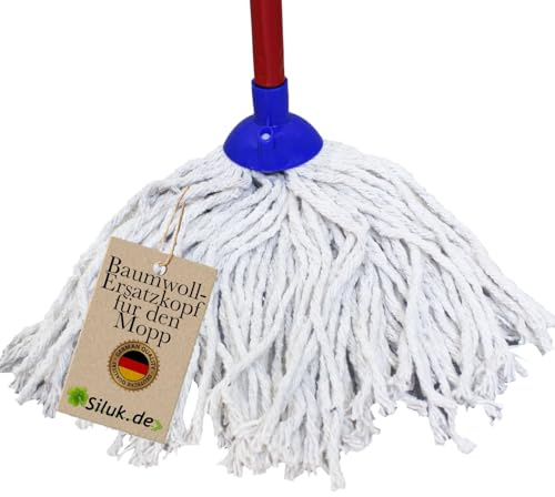 6 x Ersatzkopf für Leifheit Classic Mopp für Alle Flecken Entfernen Boden (Baumwoll_Schnüren)