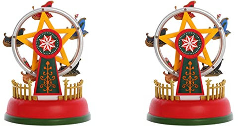 Briaatt 2X Weihnachten Leuchtende Musik Karussell Rad Weihnachten Geschenke Heiligabend Geschenke Weihnachten Schmuck Hause Dekoration Geschenke B