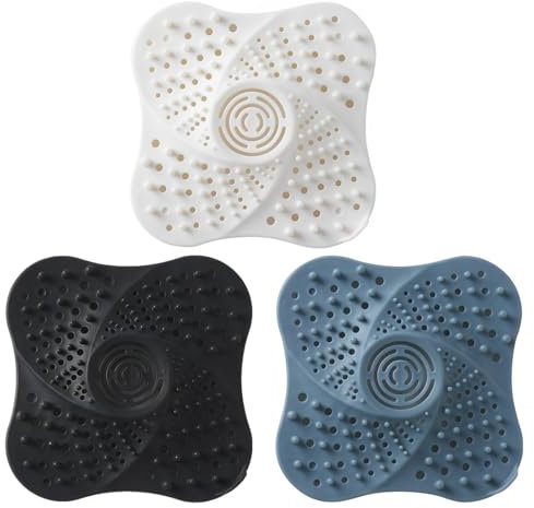 3 Pcs Protection de Drain de Silicone, Silicone Attrape Cheveux Douche, Filtre Evier de Cuisine avec Ventouse