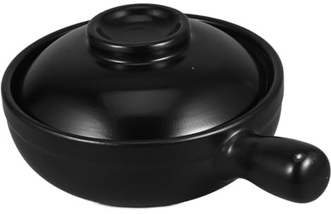 Olla de Barro de Arroz 900ml de Cerámica Negra Tradicional | Arroz y Gachas, Uso Comercial y Pedidos para Llevar, Conserva Sabores Auténticos y Soporta Calor