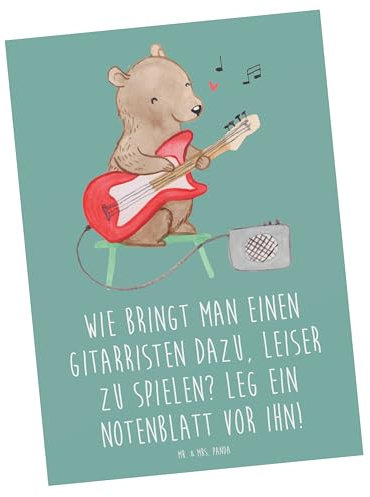 Mr. & Mrs. Panda Einladungskarte Gitarren Trick - Geschenk, Abenteuer, Lernen, Geburtstagsgrüße, postkarten, Leidenschaft, Freiheit, Akustik, Musik, Einladung Geburtstag, Karten, Postkarte, Karte