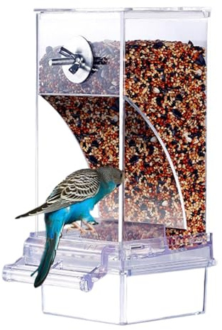automático para pájaros para Jaula, contenedor Transparente de Alimentos para Loros, estación de alimentación sin desorden, para periquitos con diseño sin desorden, Accesorios de