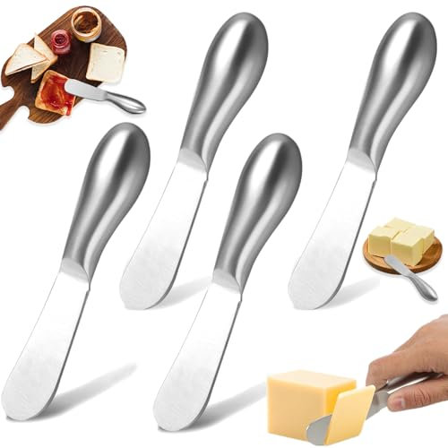Brateuanoii 4 Pezzi Coltello Burro Formaggio, Mini Set Di Coltelli Da Formaggio, Coltello Da Crema In Acciaio Inossidabile, Coltello Da Burro Multifunzione, Coltelli Spalmatori Di Formaggio