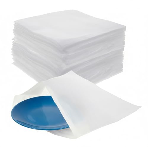 LOGIC PACK Verpackungsmaterial 100 Stk. Schaumfolie für Umzug Lagerung von Geschirr und Glas, leicht und halbtransparent Packpapier Umzugsmaterial 300 mm x 300 mm x 1 mm (Schaumstoffbeutel) | PE-Schaumstoff, 300x300x1mm, Schutz für Geschirr & Glas, stoßdämpfend, wasserfest, wiederverwendbar, sofort einsatzbereit