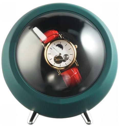 HNCY Uhrenbeweger 1 Uhr Automatik Uhrenbeweger, Automatische Uhrenbeweger Box, Watch Winder für Automatikuhren mit Batteriebetrieb oder Netzteil Uhrendreher für Herren und Damen - Grün