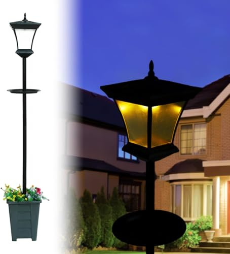Gresonic Solar varm vit trädgårdslykta, vindljus utomhu, vattentät IP44 med blomkruksbas för utomhusbruk inomhus trädgård balkong dekoration svart (set med 1 st)