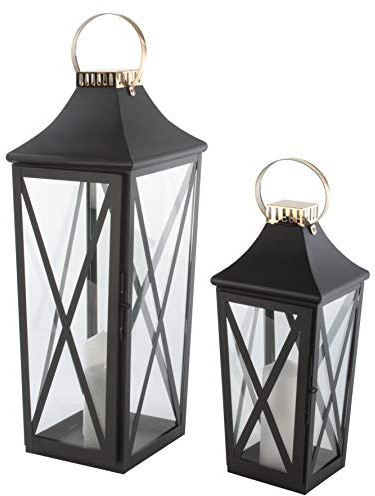 Laterne 2er Set XXL Metall Gartenlaterne Windlicht – Deko Laterne für Innen & Außen – Kerzenhalter für Balkon, Wohnzimmer, Garten