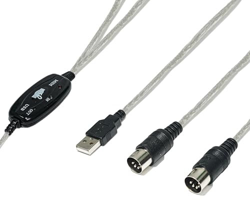 GREATLINK MIDI to USB Cable for Music Studio - Plug & Play 16 Channel Interface for Keyboard, Piano, Synthesizer, Controller - Compatible with Windows/Mac, No Driver Needed