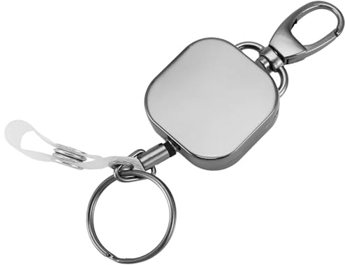 NIZEAMI Heavy Duty Metal Retractable Carabiner Keychain Belt Badge Reels Clip 28.3Inch Reinforced Steel Wire Cord
