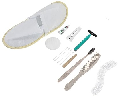 VICASKY 1 juego de artículos de tocador para hoteles desechables con cepillo de dientes, paquete de cuidado de chanclas y más práctico para invitados, higiénico y compacto para pensiones