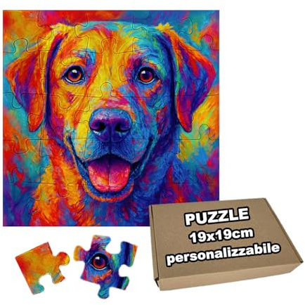 GIFART Personalisiertes Puzzle mit Foto und Geschenkbox – Spiel mit Widmung – Einzigartige Geschenkidee – Verschiedene Formen und Größen – (Quadrat, 19x19 cm, 25 große Teile)