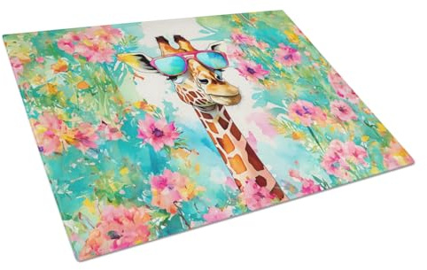 15 x 12 in. Unisex Hippie Animal Giraffe Glass Cutting Board