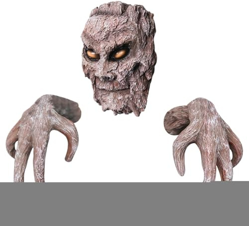 Ornement Du Visage D'arbre Ornement - Sculpture D'arbre Fantôme Effrayante Avec Les Mains, Art Mural D'écorce De Jardin | Décoration Créative Du Visage D'arbre, Statue De La Forêt D'Halloween, Décorat