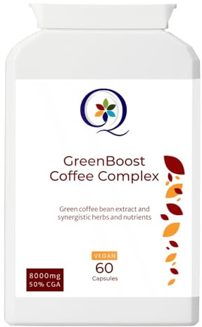 QW Green Boost Coffee Complex| Energy & Metabolism | Kelp (Iodine), Cinnamon, Chromium, Green Coffee Bean Extract 8000mg with 50% Chlorogenic Acid | Vegan Friendly | UK Made