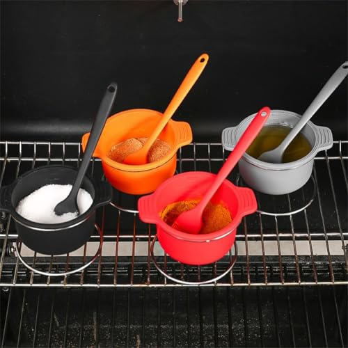 Desiumite Lot de 6 bols d'assaisonnement pour barbecue avec brosse en silicone pour barbecue - 6/12 pièces avec supports pour griller la cuisine en plein air