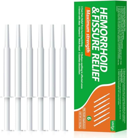 Lesdgo Hemorrhoidal Ointment(6 Pre-Filled),Hemorrhoid and Fissure Cream Witch Hazel Maximum Strength Pain Relief,for Itching and Swelling