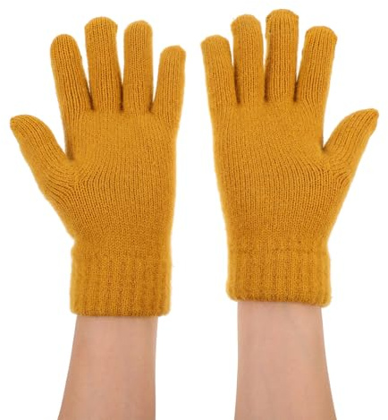 NOLITOY Winterhandschuhe Damen Gelb Gestrickt Touchscreen Handschuhe Verdickt Warm Gefüttert Einheitsgröße Für Outdoor Fahrradfahren Reisen Alltag