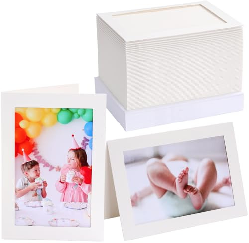 Grußkarten ohne Verschieben, 10 x 15 cm, Papier-Bilderrahmen, Großkarton, Fotorahmen, Karten mit Umschlägen, Foto-Notizkarten für Geburtstag, Hochzeit, Abschlussfeier, Weihnachten, Klassenzimmer, DIY