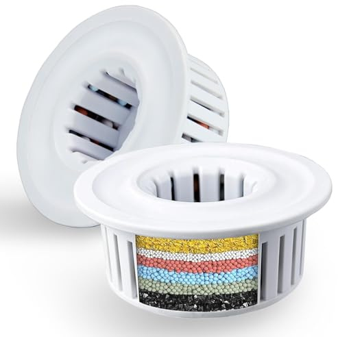 2 Pièces Cartouches de filtre de douche longue durée, filtre de rechange universel en 20 étapes pour Pommes de Douche de tête, élimine le Chlore et le Fluorure et La Filtration Des Particules