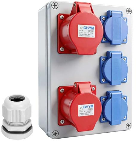 Coffret Electrique Etanche Exterieur, Tableau Electrique avec Prise Cee 16 a Et 32 a, éTanche IP44, Distributeur D'Alimentation Mural Pour, Chantier, Atelier Et Jardin