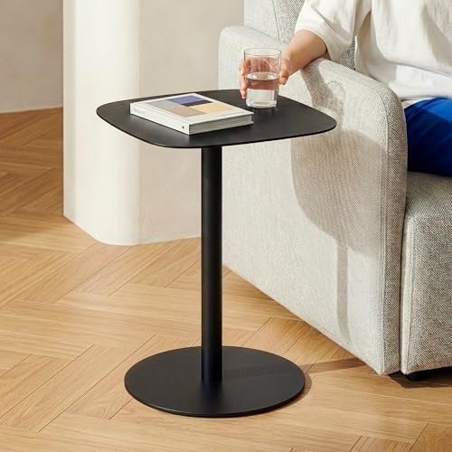 [en.casa] Beistelltisch Nastätten Gartentisch Couchtisch mit Metallgestell Sofatisch modernes Design für Wohnzimmer Schlafzimmer Balkon Terrasse 50 x 40 x 40 cm Schwarz