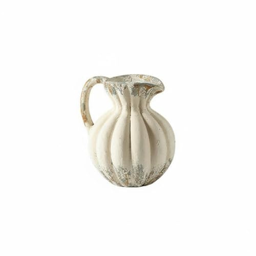 predolo Vaso Decorativo in Resina Vaso Ornamento Brocca Anfora Caraffa Linee con Manico Dettagli Materici Caldi Aspetto Vissuto per Rami Secchi Fiori Secchi