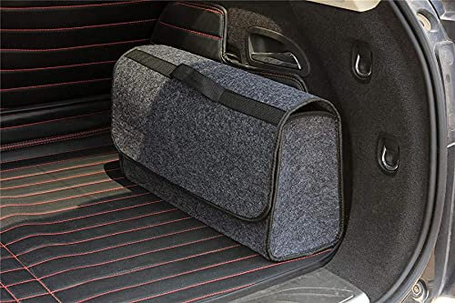 Vinsani Car Boot Organiser Bag Anti Slip Foldable for Boot Storage Case Tool Bag Carpet Solution Interior Declutter Tidy Bag Organisers Tools - Suitable for All Vehicles - Grey Large