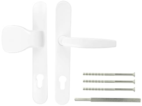 Türgriff/Türdrücker/Türklinke/Drückergarnitur DHS 92mm (Schildbreite 32mm) Oval - Weiß RAL 9016 - Knaufgriff
