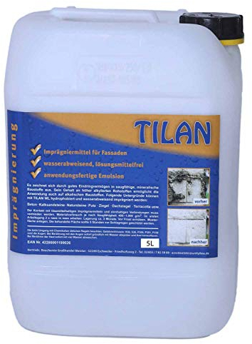 5 Liter TILAN Imprägniermittel Hydrophobiermittel | Imprägnieren von Beton aller Art | Umweltfreundliche Emulsion | nachträgliche Hydrophobierung von Baustoffen | verarbeitungsfertig