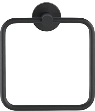 WENKO Handtuchring Mod. Bosio Black, Edelstahl, 16x18x5 cm, inkl. Schraubmaterial, Schwarz matt
