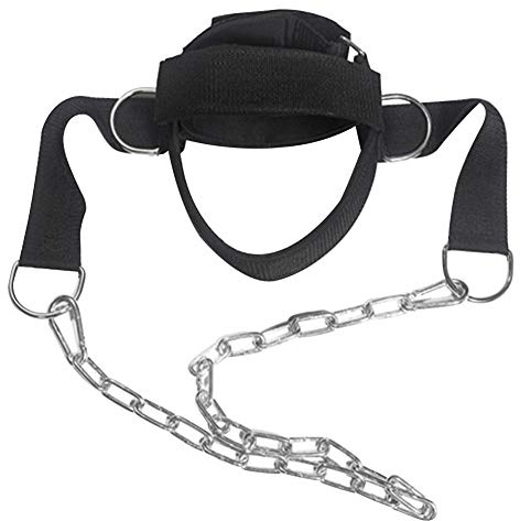 LIUJUAN Cuello Músculos Constructor Equipo De Fuerza Ajustable D Grillete Levantamiento De Pesas Gimnasio Resistente Ejercicio Cinturón Entrenador Arnés para La Cabeza-Negro_Los 75 * 5 * 47Cm